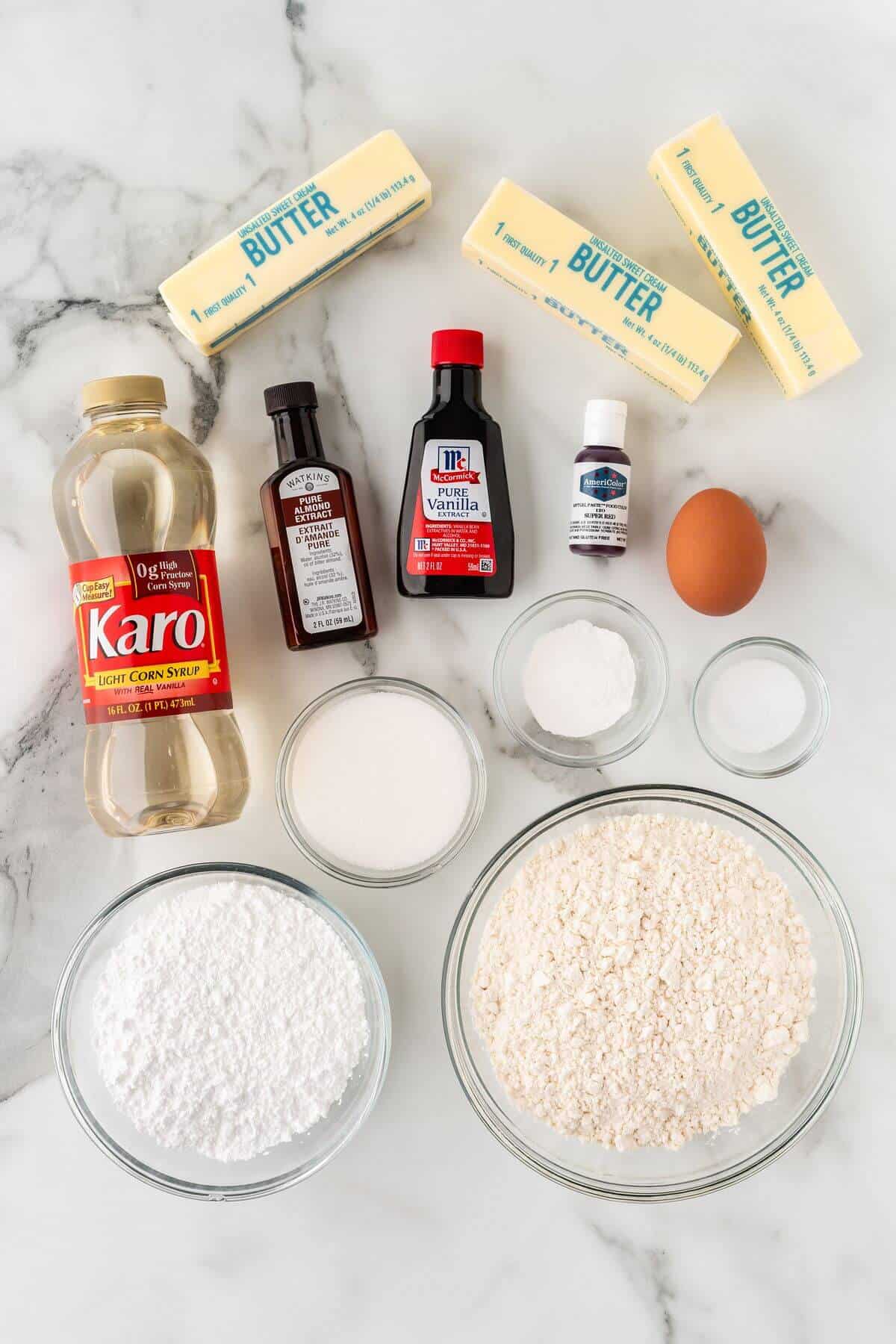 ingredients for baseball sugar cookies