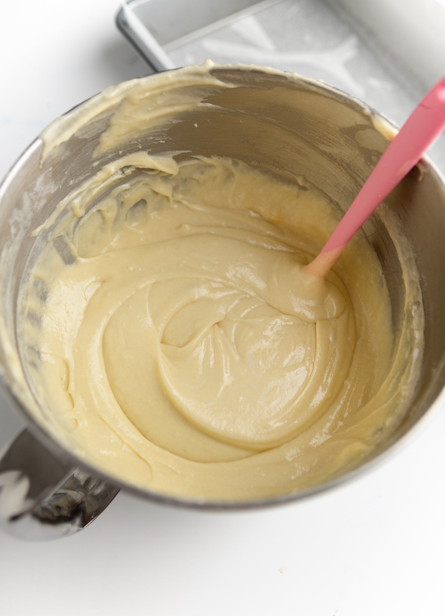 bowl of white chantilly cake batter