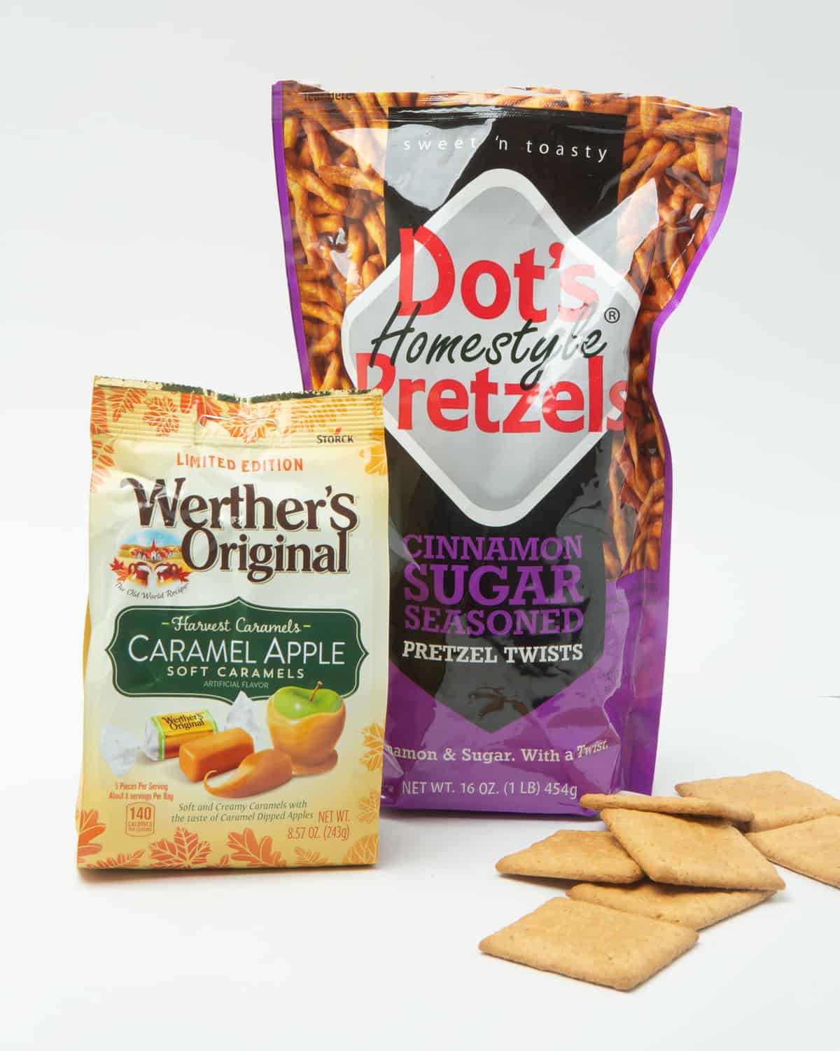 ingredients for caramel apple kitchen sink cookie bars