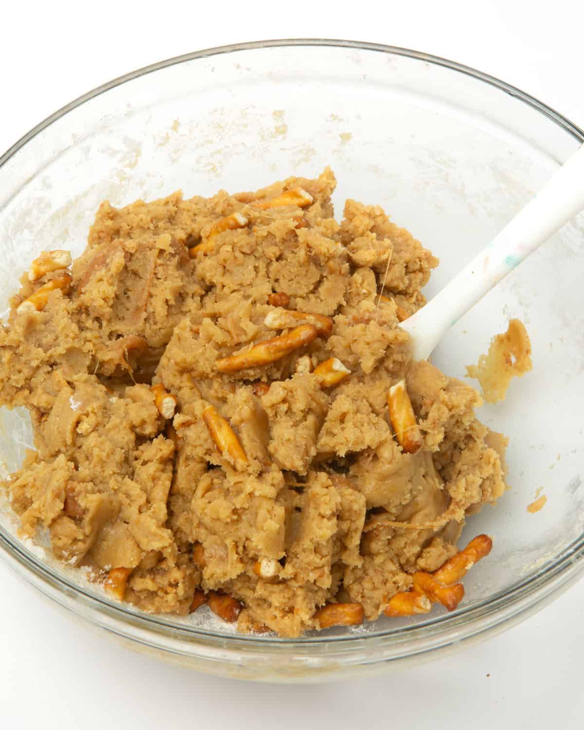 bowl of caramel apple kitchen sink cookie dough
