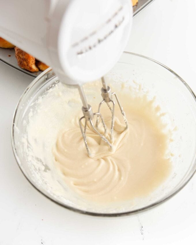 bowl of cinnamon roll icing