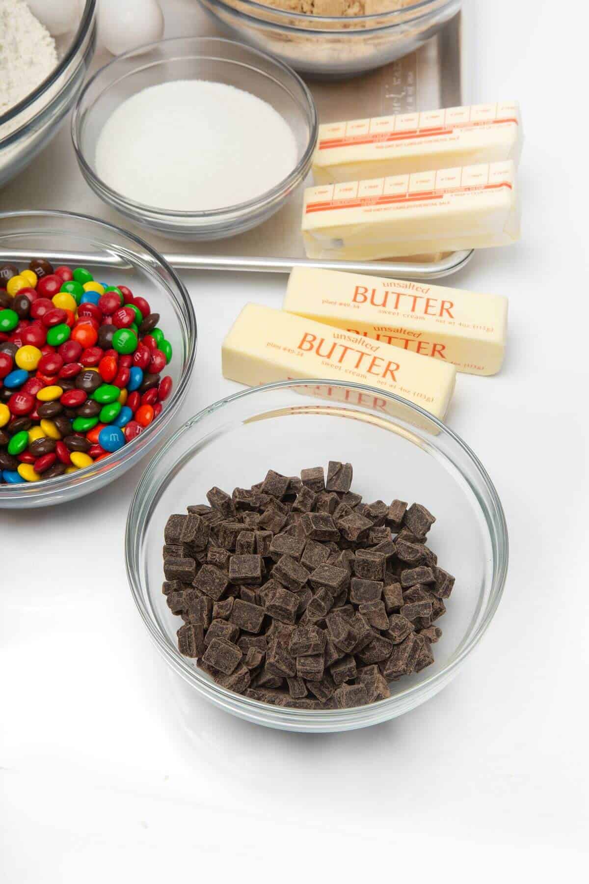 Ingredients for freezer cookie dough.