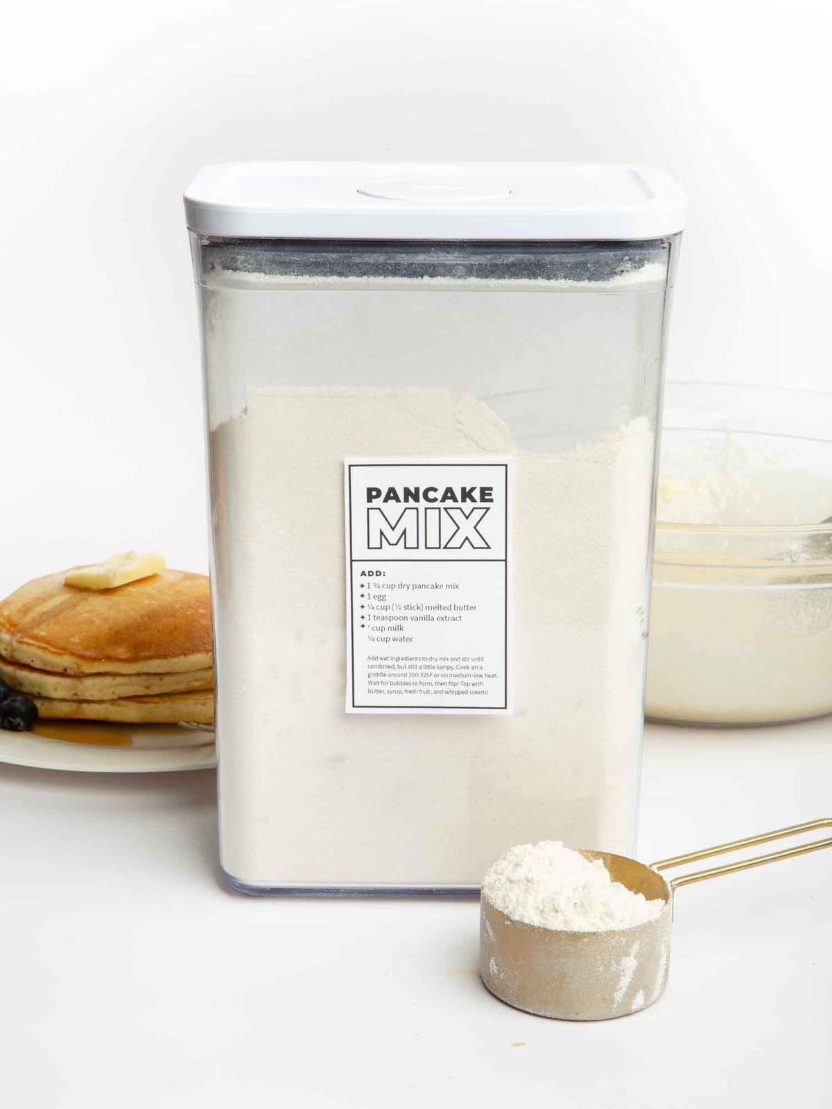 container of homemade pancake mix