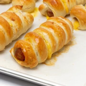 Soft pretzel hot dog pig in a blanket.