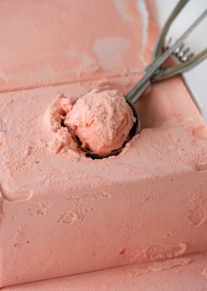 Scoop of strawberry sherbet