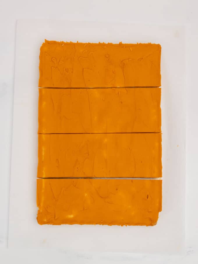 step 1: cut bars in 4 even horizontal sections