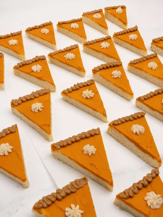 sugar cookie bar decorated as slice of pumpkin pie
