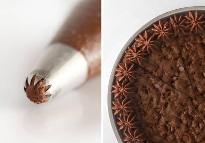 large star piping tip of chocolate buttercream frosting